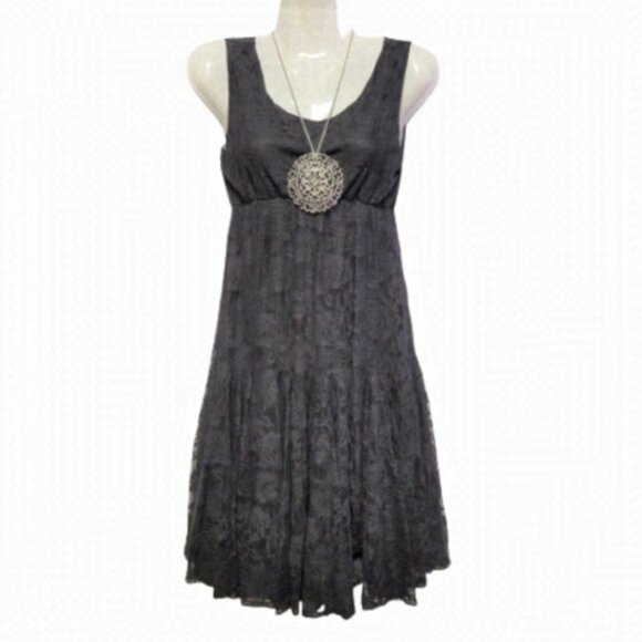 Black Lace Mini Flared Sleeveless Dress  Size XS or S - Picture 1 of 10